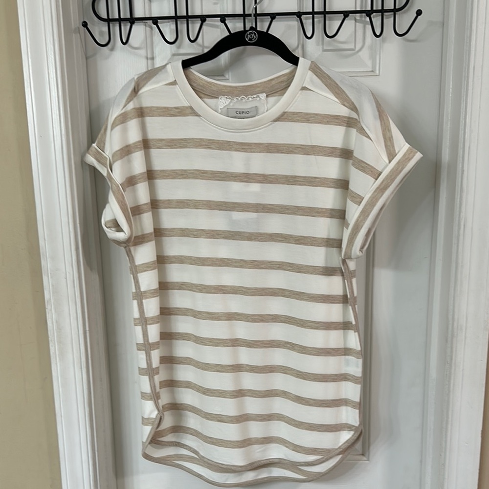 Striped Beige and White Women's Top